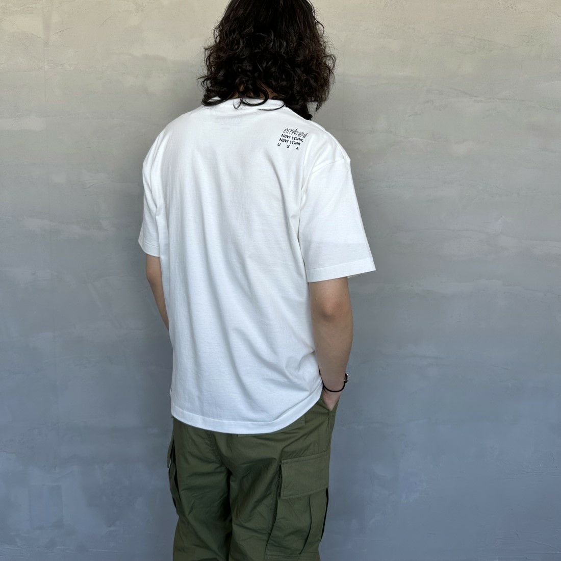 MANHATTAN PORTAGE [マンハッタンポーテージ] ショートスリーブ プリントTシャツ [MP-M579] WHITE &&モデル身長：173cm 着用サイズ：M&&