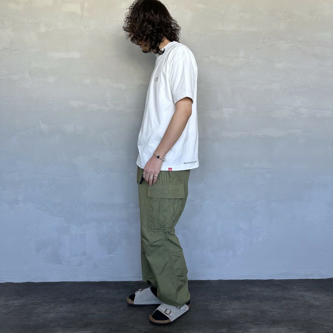 MANHATTAN PORTAGE [マンハッタンポーテージ] ショートスリーブ プリントTシャツ [MP-M579] WHITE &&モデル身長：173cm 着用サイズ：M&&