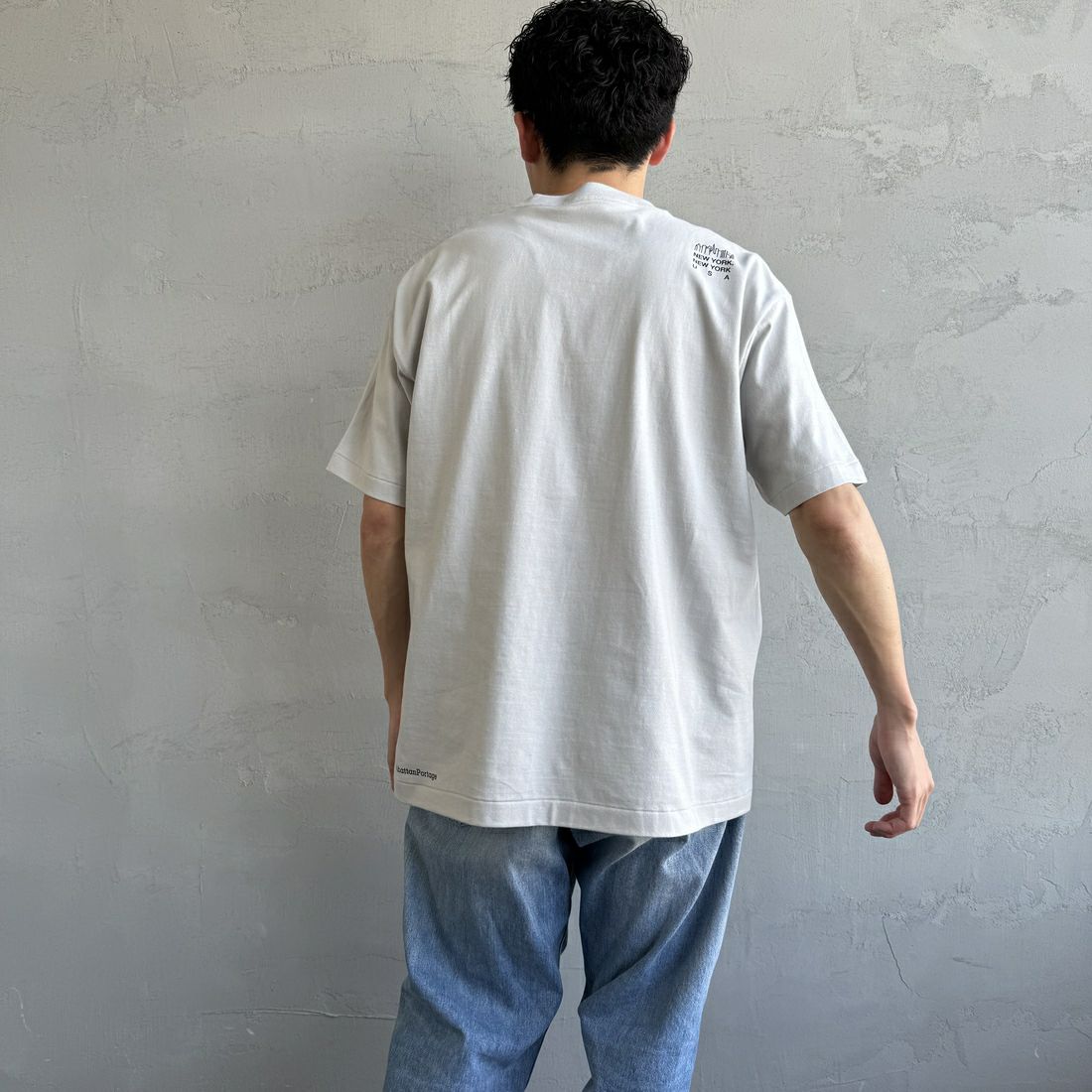 MANHATTAN PORTAGE [マンハッタンポーテージ] ショートスリーブ プリントTシャツ [MP-M579] L.GRAY &&モデル身長：168cm 着用サイズ：L&&