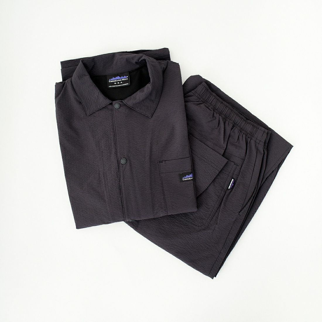 THOUSAND MILE [サウザンド マイル] 別注 ショートスリーブシャツ＆パンツ セットアップ [TM251SS50481-JF] CHARCOAL