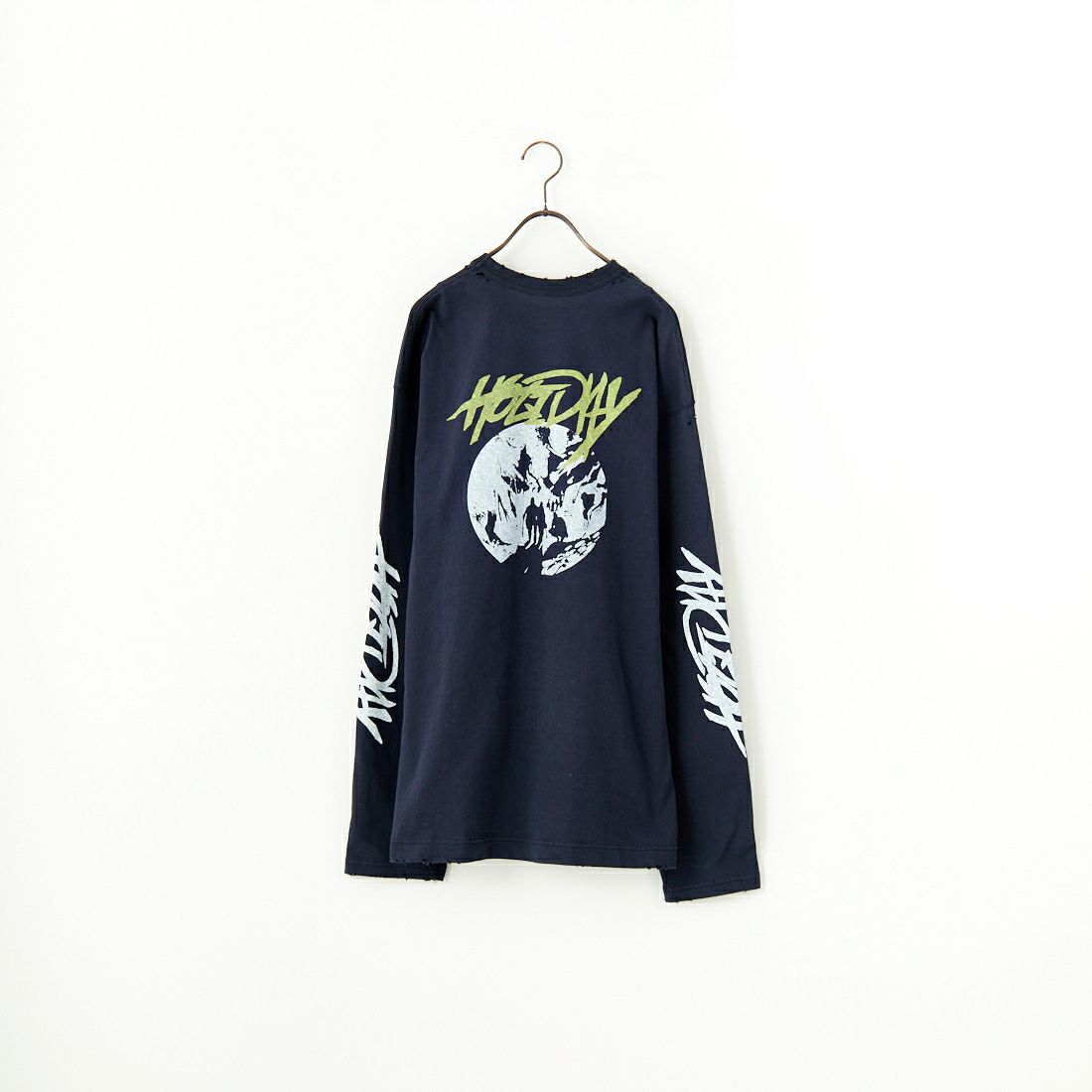 HOLIDAY [ホリデイ] スーパーファイン ドライダメージロングスリーブTシャツ [25101019] DARK NAVY