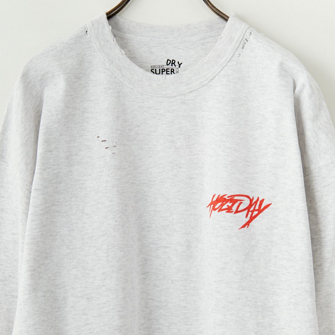 HOLIDAY [ホリデイ] スーパーファイン ドライダメージロングスリーブTシャツ [25101019] S.GRAY