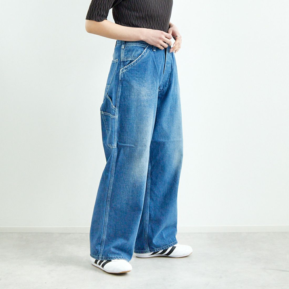 orSlow [オアスロウ] 30sワイドフィットペインターパンツ [01-5126] 95 DENIM U &&モデル身長：160cm 着用サイズ：1&&