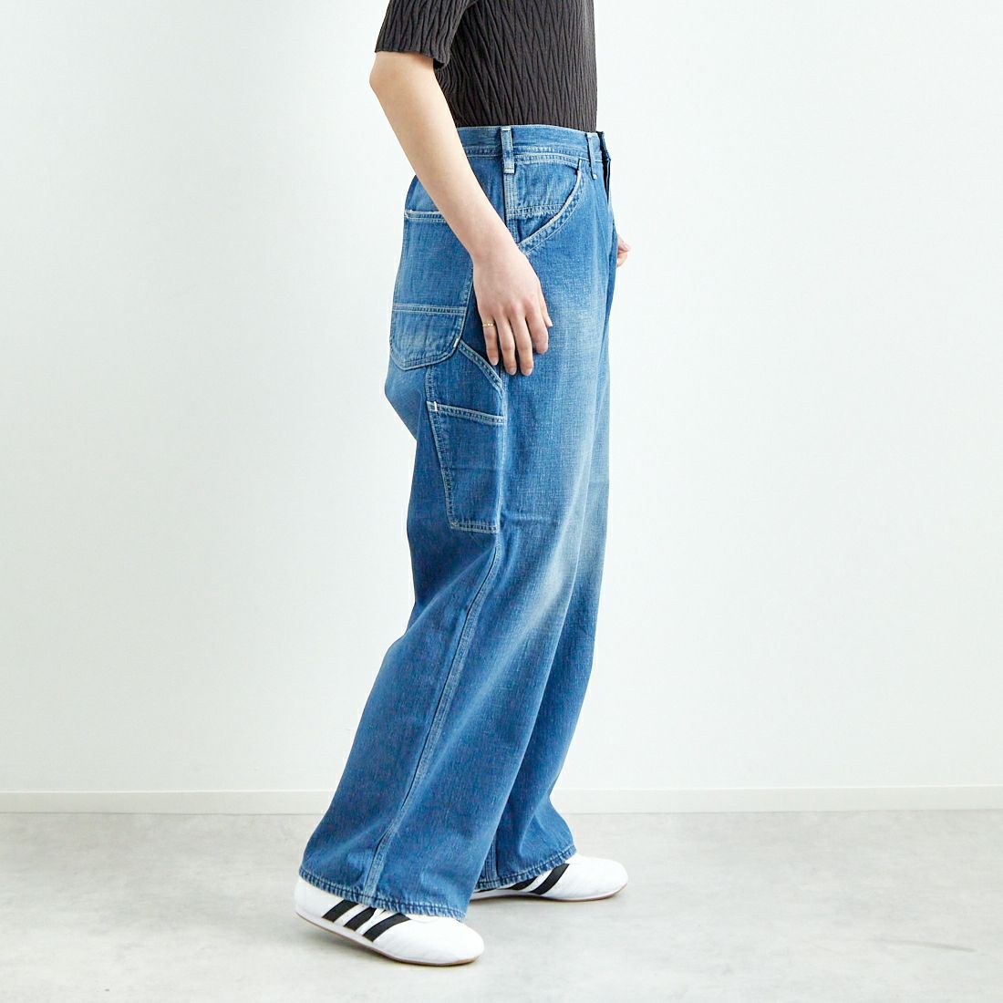 orSlow [オアスロウ] 30sワイドフィットペインターパンツ [01-5126] 95 DENIM U &&モデル身長：160cm 着用サイズ：1&&