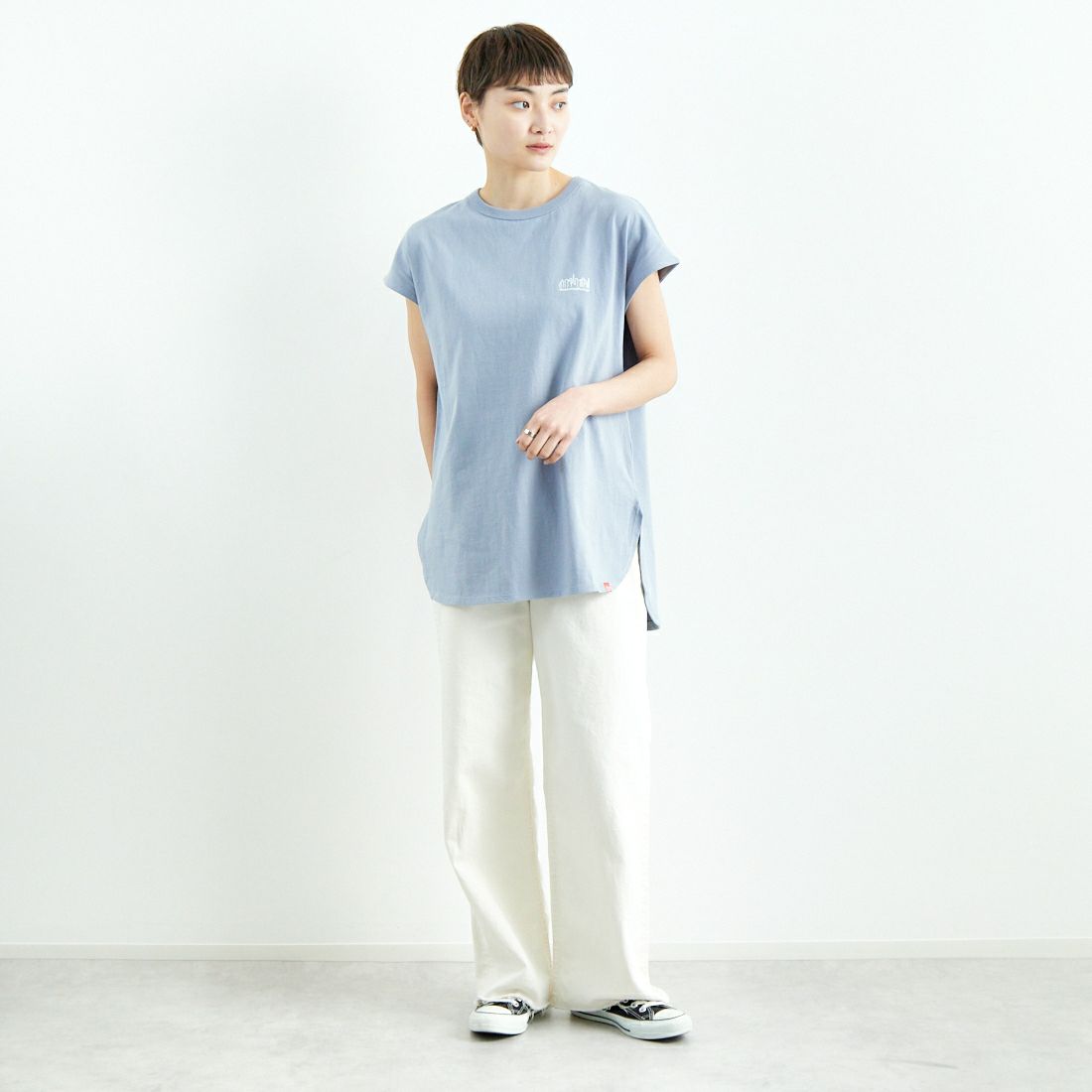 MANHATTAN PORTAGE [マンハッタンポーテージ] フレンチスリーブTシャツ [25SS-MP-L158] GRAY  &&モデル身長：160cm 着用サイズ：F&&