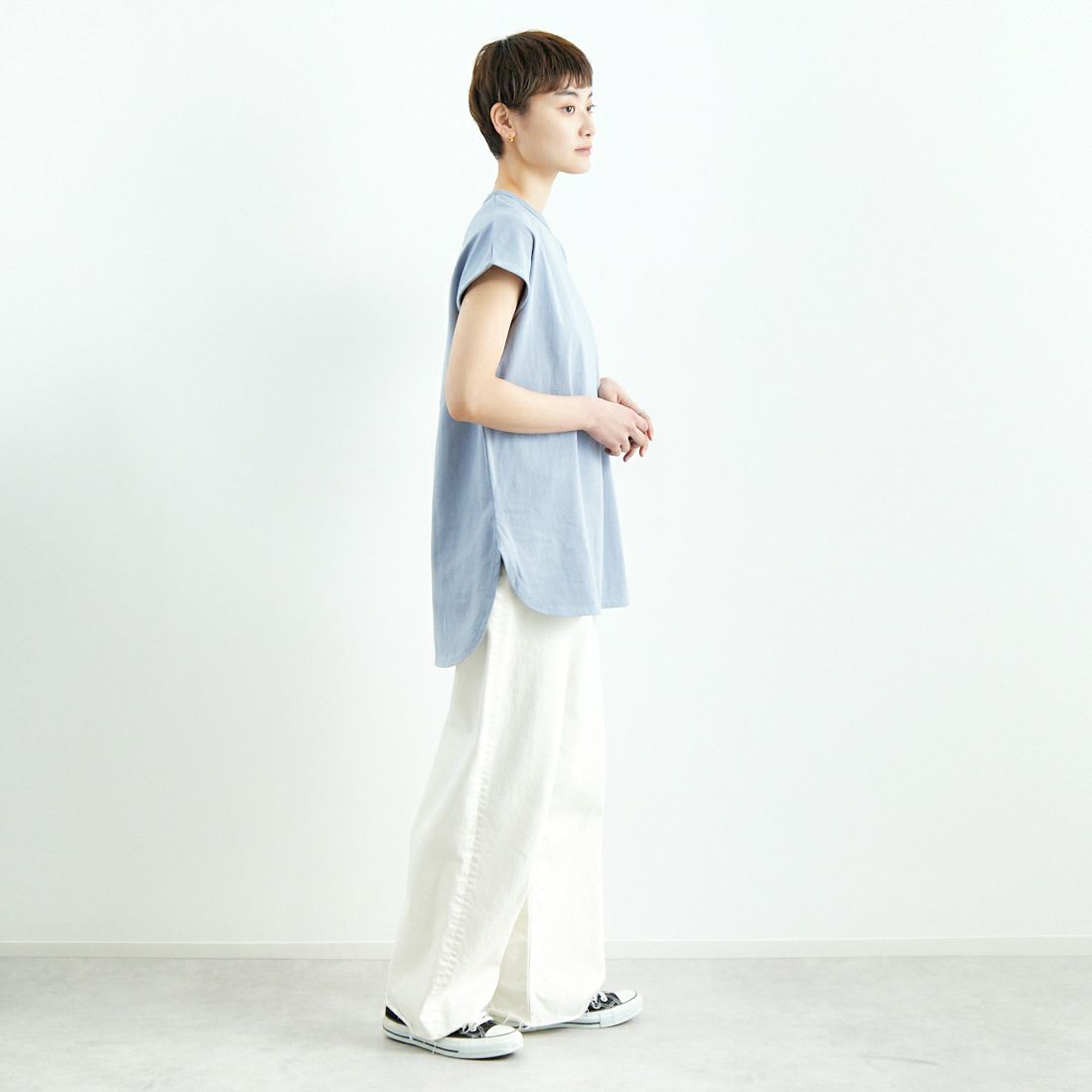 MANHATTAN PORTAGE [マンハッタンポーテージ] フレンチスリーブTシャツ [25SS-MP-L158] GRAY  &&モデル身長：160cm 着用サイズ：F&&