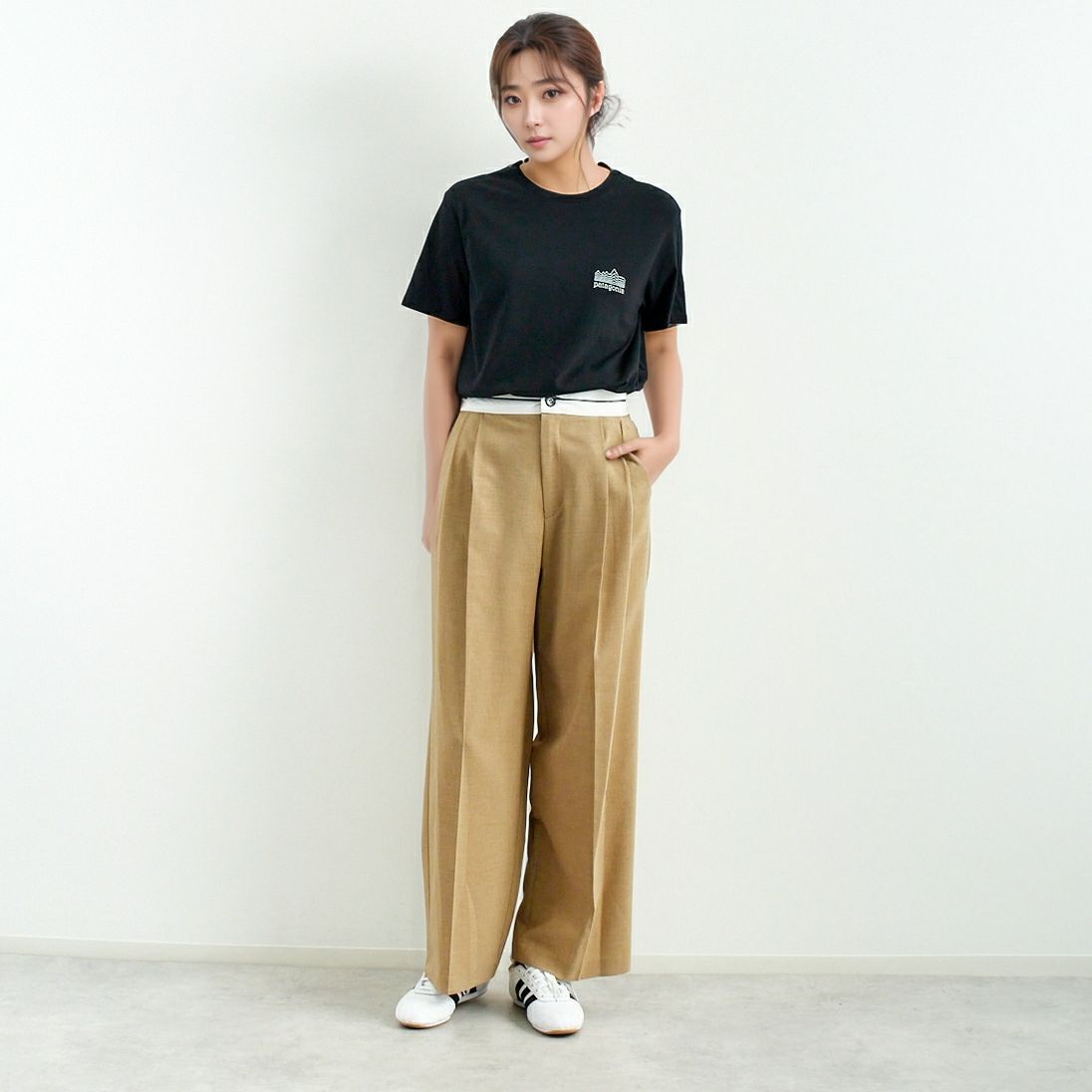 patagonia [パタゴニア] ストラタスパイア レスポンシビリTシャツ [37792] BLK &&モデル身長：167cm 着用サイズ：XS&&