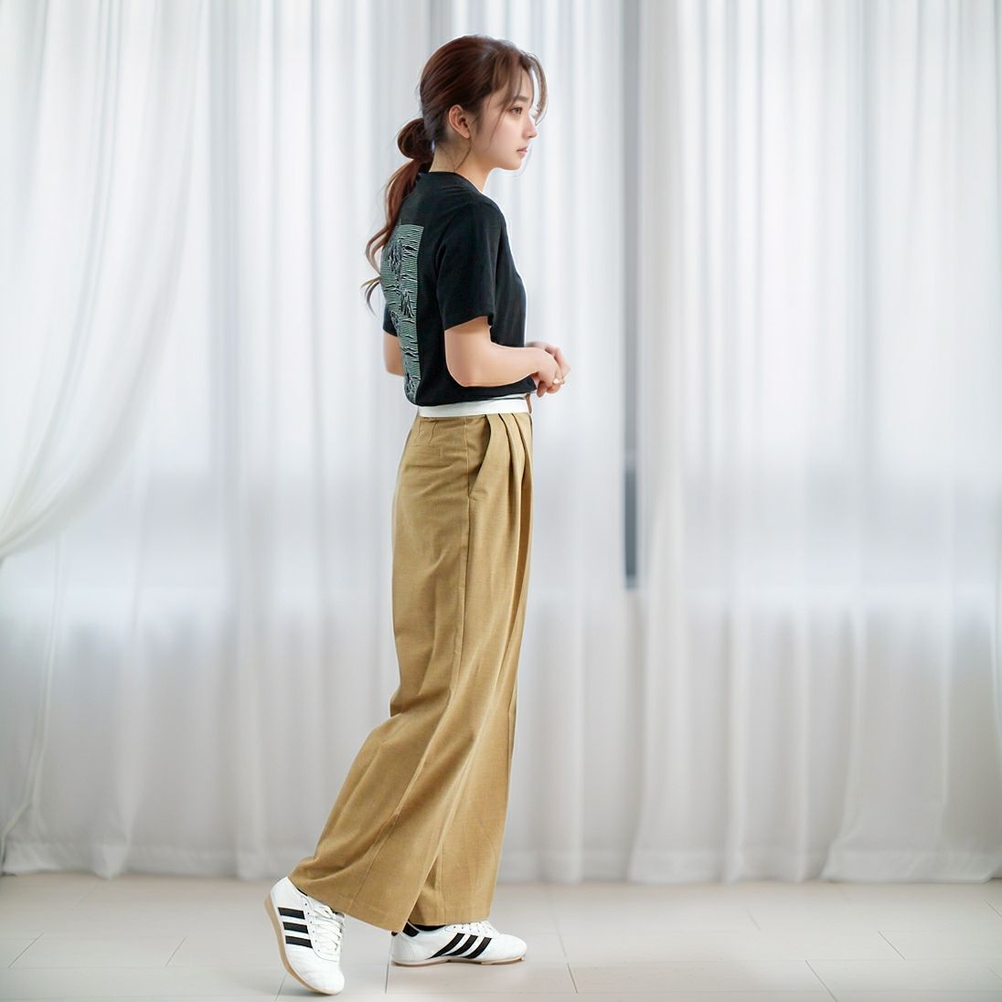 patagonia [パタゴニア] ストラタスパイア レスポンシビリTシャツ [37792] BLK &&モデル身長：167cm 着用サイズ：XS&&