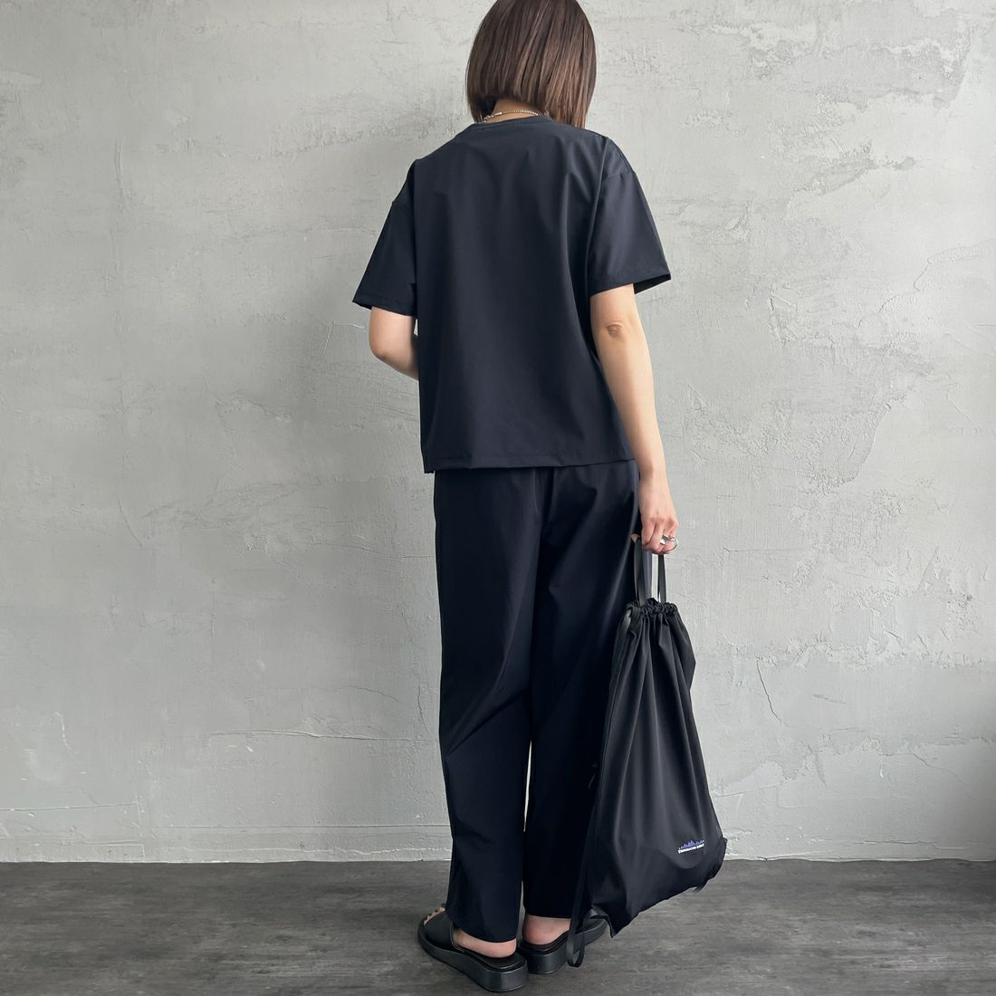 THOUSAND MILE [サウザンド マイル] 別注 サマーバケーション ラップパンツセットアップ [TM251NP50952-JF] NAVY &&モデル身長：160cm 着用サイズ：F&&