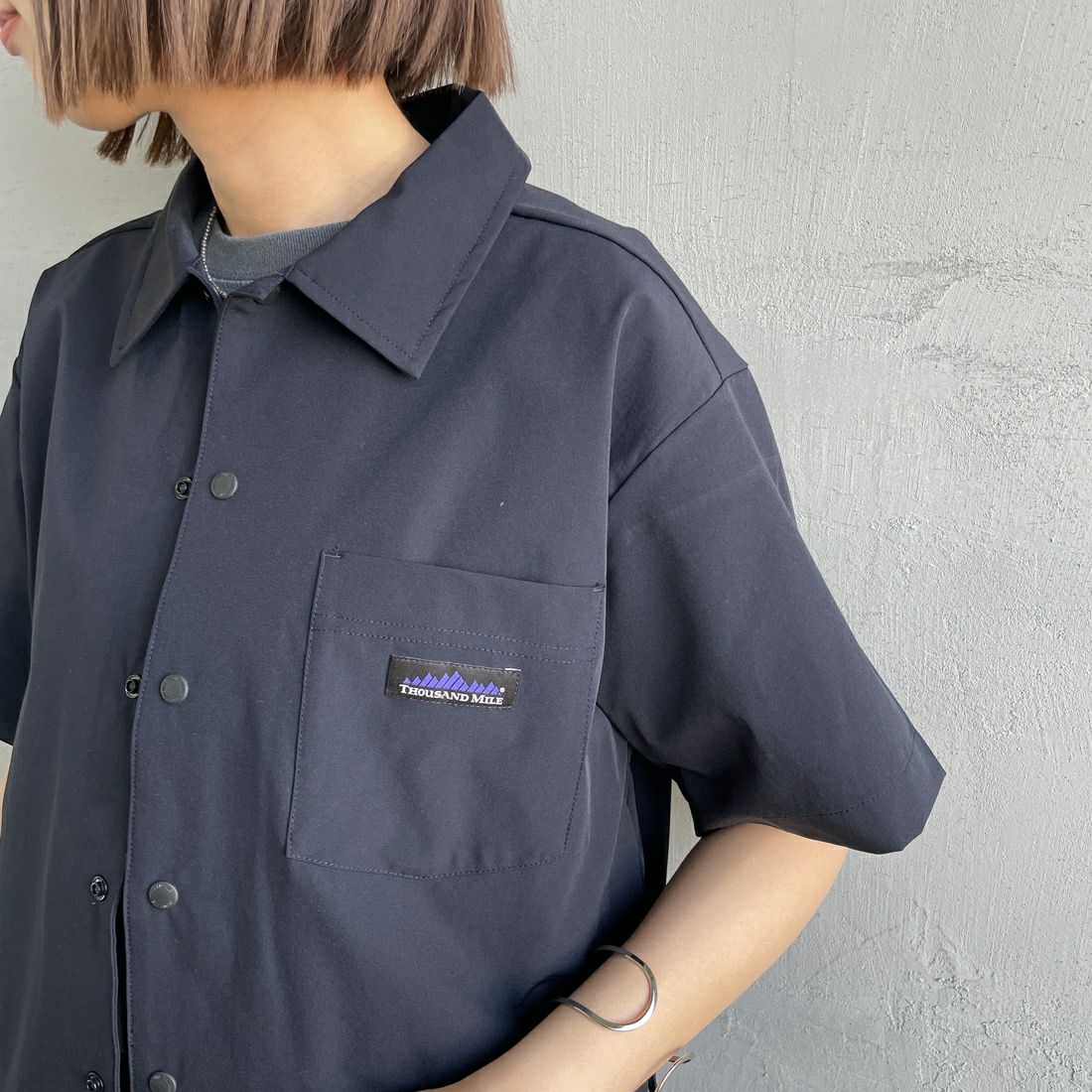 THOUSAND MILE [サウザンド マイル] 別注 サマーバケーション ワイドパンツセットアップ [TM251NP50942-JF] NAVY &&モデル身長：160cm 着用サイズ：F&&