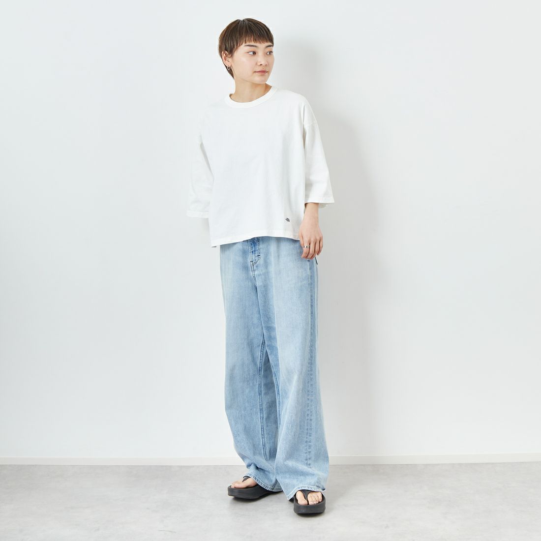 THE NORTH FACE PURPLE LABEL [ザ ノースフェイス パープルレーベル] 7オンスクロップドTシャツ [N25SI103] OP OW/PP &&モデル身長：160cm 着用サイズ：WS&&