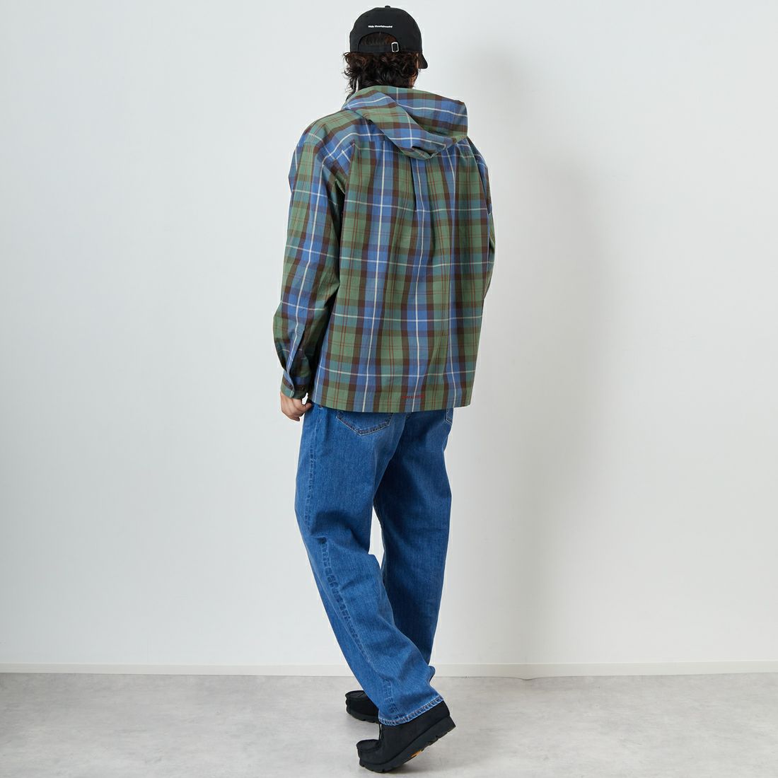 SEDAN ALL-PURPOSE [セダン オールパーパス] プレイドフーデッドシャツ [SD25S-SH01] BLUE GREEN &&モデル身長：179cm 着用サイズ：L&&