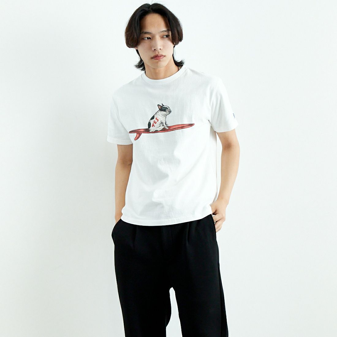 The Endless Summer [エンドレスサマー] 4BUHI ナップタイムTシャツ [FH-25574323] 07 WHITE &&モデル身長：179cm 着用サイズ：M&&