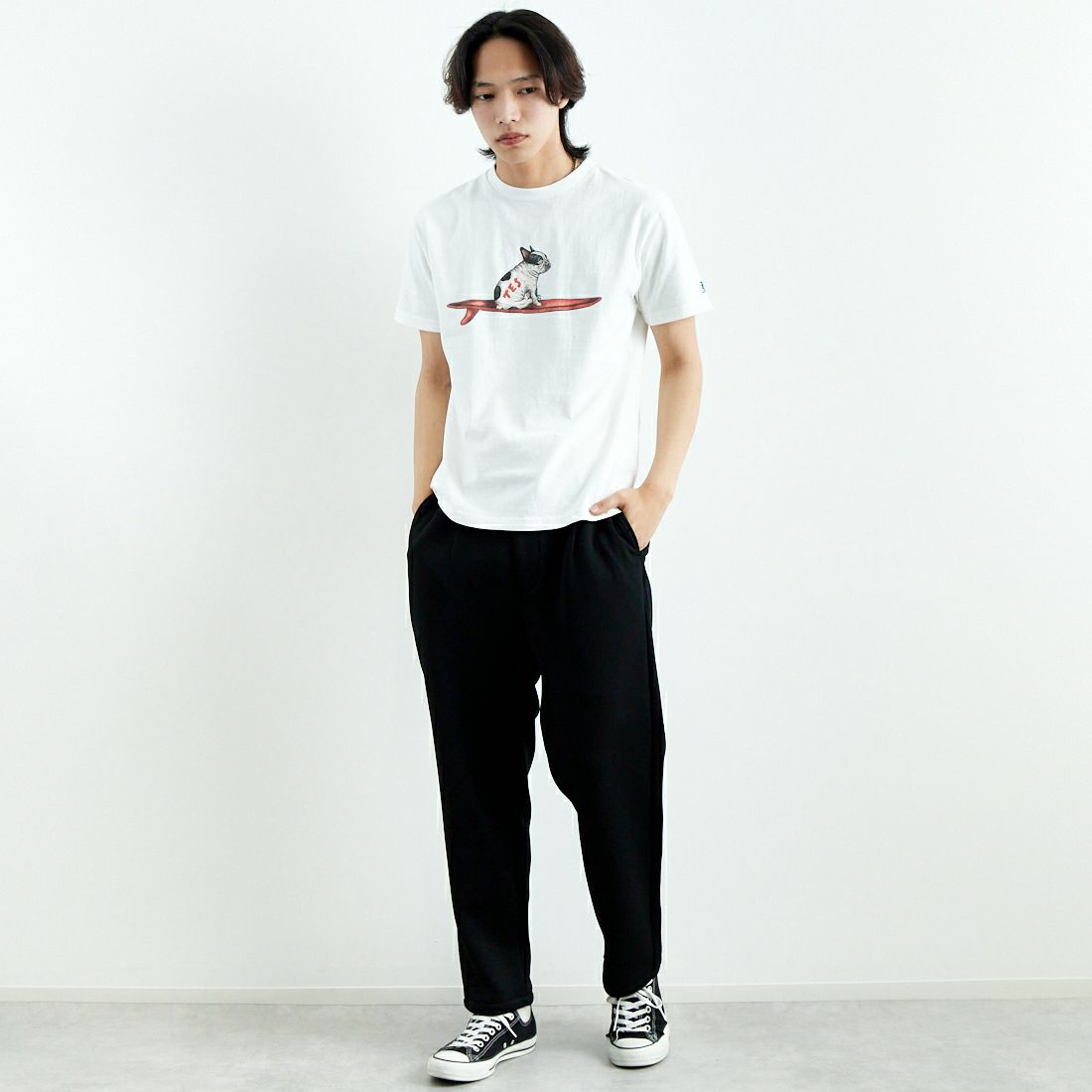 The Endless Summer [エンドレスサマー] 4BUHI ナップタイムTシャツ [FH-25574323] 07 WHITE &&モデル身長：179cm 着用サイズ：M&&