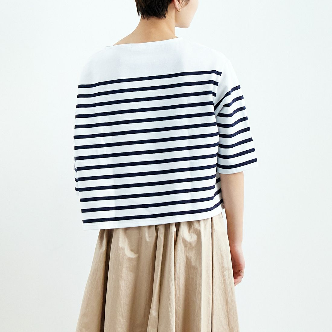 ORCIVAL [オーシバル] ボートネック ハーフスリーブプルオーバー [6839] WHT/PIRATE &&モデル身長：160cm 着用サイズ：1&&