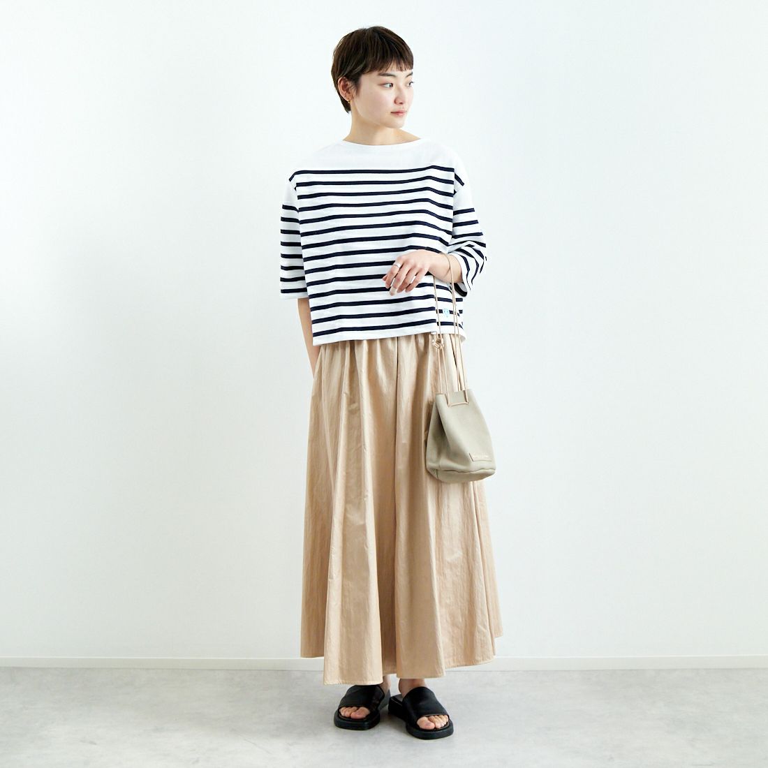 ORCIVAL [オーシバル] ボートネック ハーフスリーブプルオーバー [6839] WHT/PIRATE &&モデル身長：160cm 着用サイズ：1&&