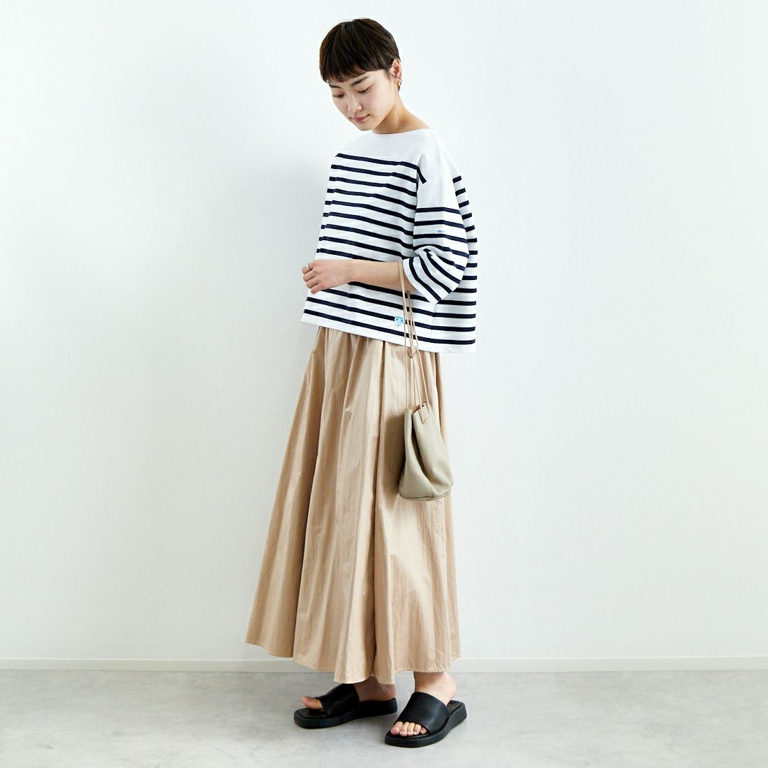 ORCIVAL [オーシバル] ボートネック ハーフスリーブプルオーバー [6839] WHT/PIRATE &&モデル身長：160cm 着用サイズ：1&&