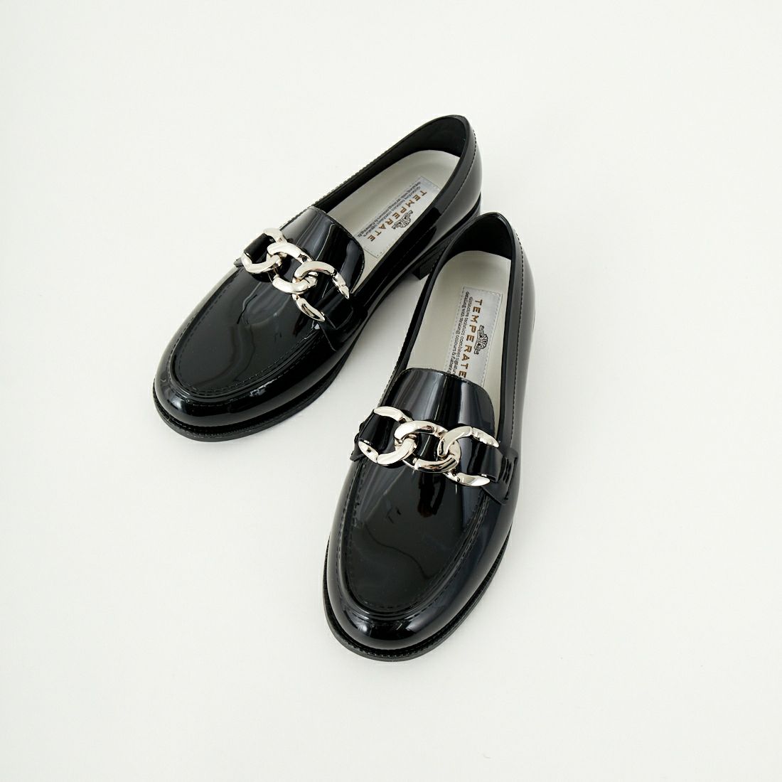 TEMPERATE [テンパレイト] AUSTIN シルバーチェーンバックルローファー [AUSTIN] BLACK