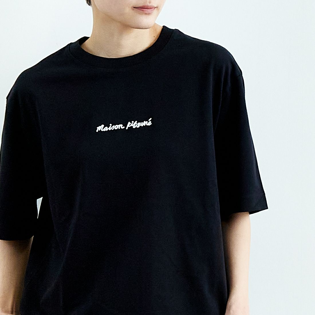 MAISON KITSUNE [メゾン キツネ] エンブロイダリー オーバーサイズTシャツ [OM00122KJ0119] P199 BLACK