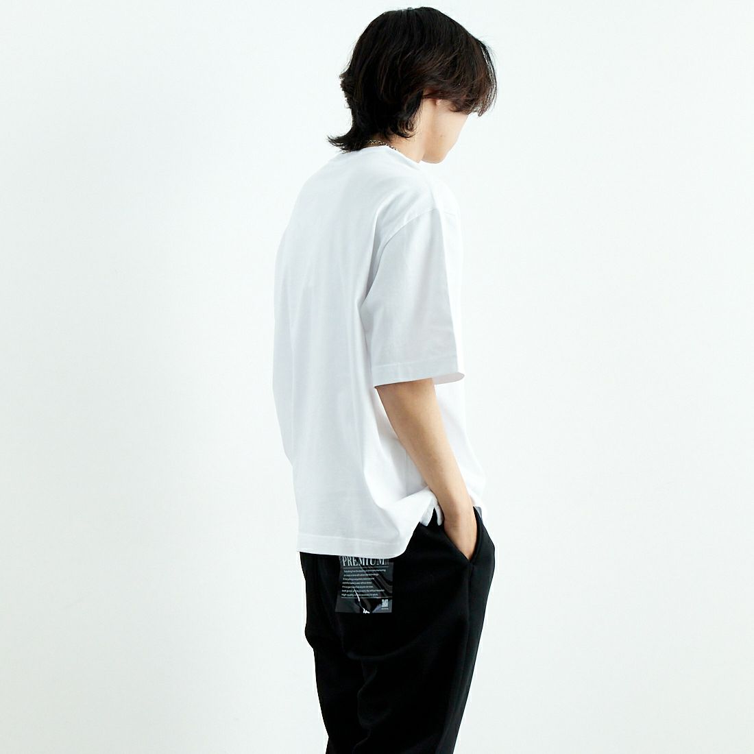 MAISON KITSUNE [メゾン キツネ] エンブロイダリー オーバーサイズTシャツ [OM00122KJ0119] P100 WHITE &&モデル身長：179cm 着用サイズ：M&&