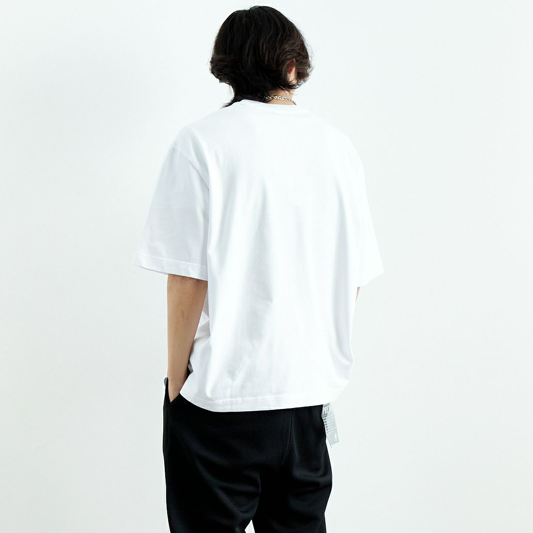 MAISON KITSUNE [メゾン キツネ] エンブロイダリー オーバーサイズTシャツ [OM00122KJ0119] P100 WHITE &&モデル身長：179cm 着用サイズ：M&&