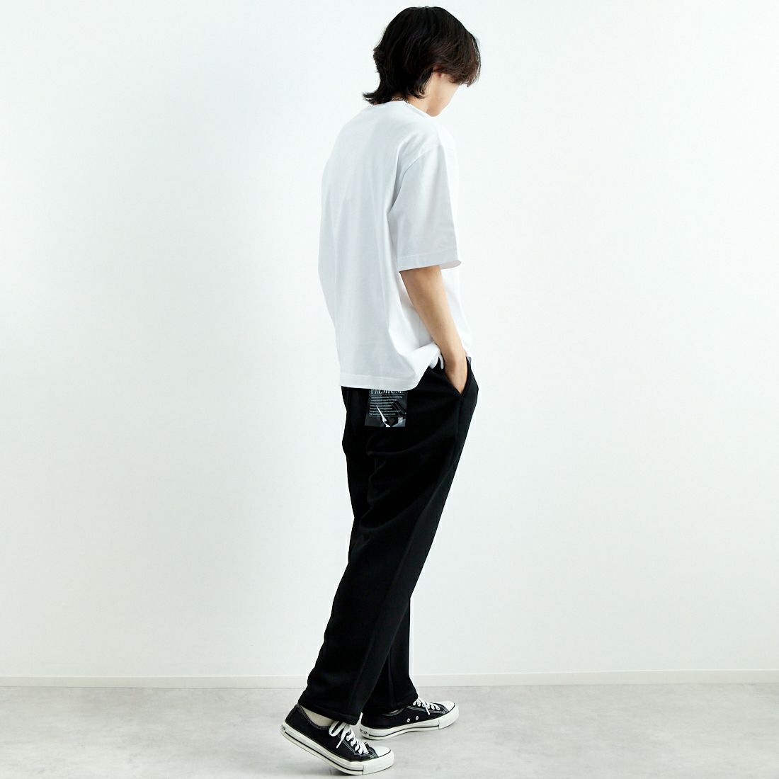 MAISON KITSUNE [メゾン キツネ] エンブロイダリー オーバーサイズTシャツ [OM00122KJ0119] P100 WHITE &&モデル身長：179cm 着用サイズ：M&&