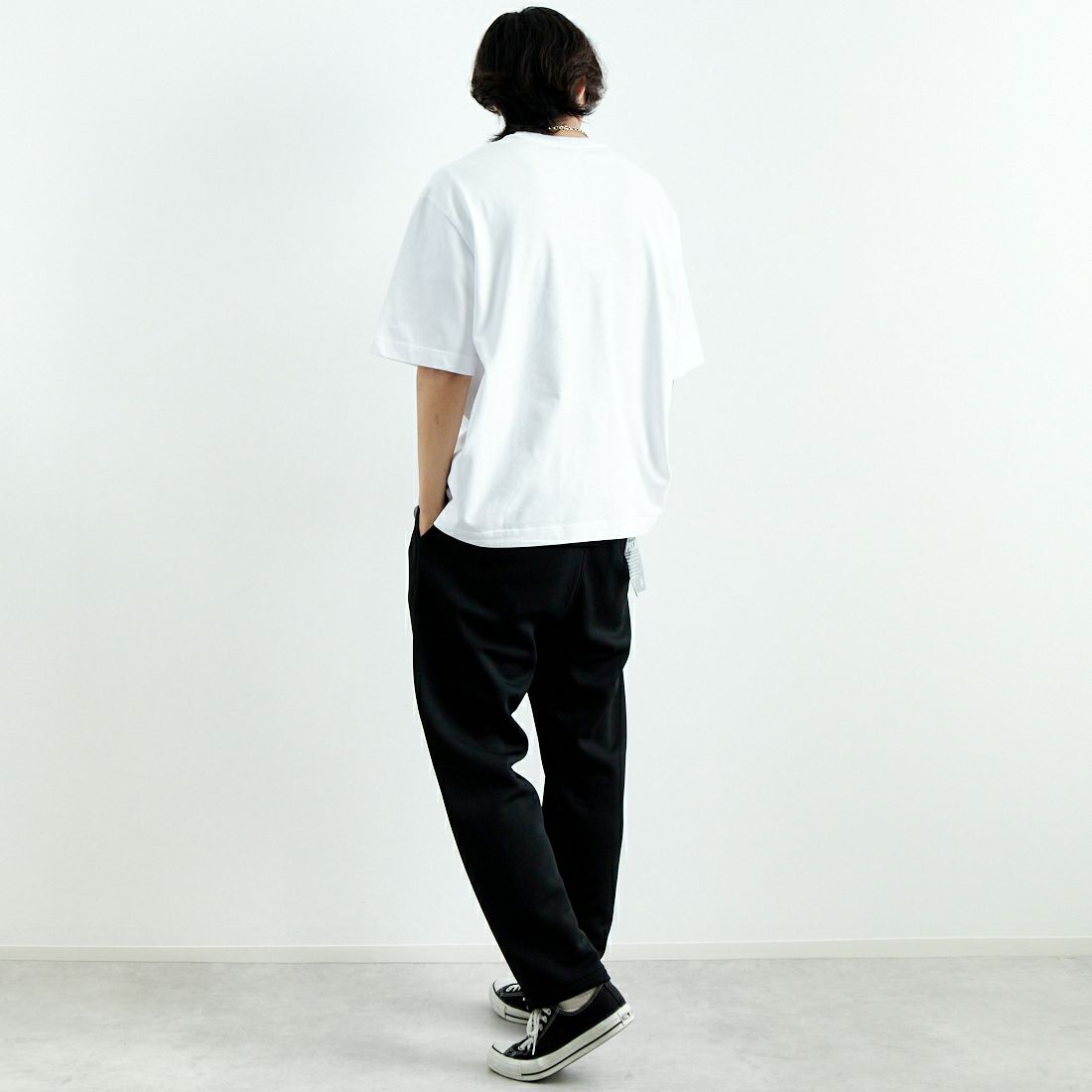 MAISON KITSUNE [メゾン キツネ] エンブロイダリー オーバーサイズTシャツ [OM00122KJ0119] P100 WHITE &&モデル身長：179cm 着用サイズ：M&&