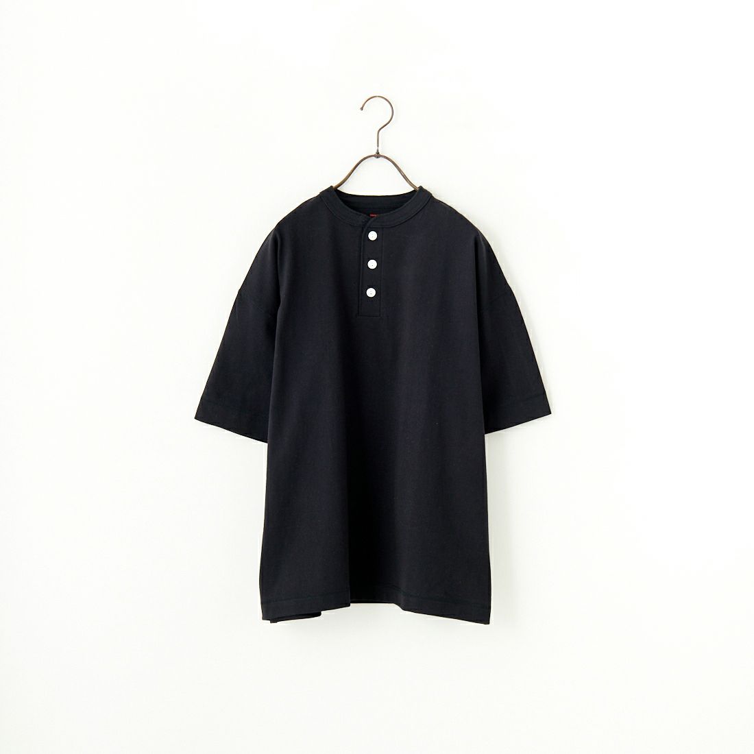 Health knit [ヘルスニット] 別注 ビッグシルエット ヘンリーネックTシャツ [HR25S-M121-JF] BLACK