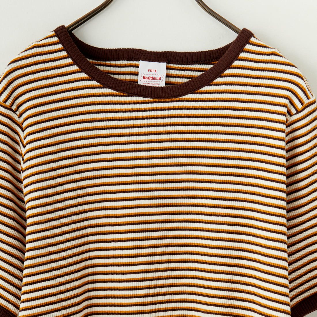 Health knit [ヘルスニット] クルーネックショートスリーブボーダーTシャツ [HR25S-L210] ORANGE