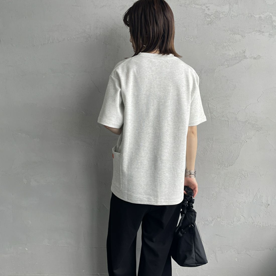 UNIVERSAL OVERALL [ユニバーサルオーバーオール] 別注 ポンチカバーオールTシャツ [U2511279IN-JF] GRAY &&モデル身長：158cm 着用サイズ：S&&