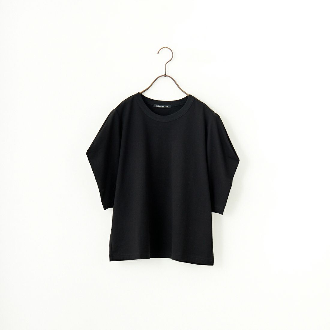 mizuiro ind [ミズイロインド] ドレープスリーブTシャツ [1-210066] 99 BLACK