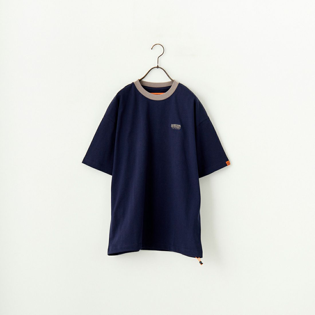 UNIVERSAL OVERALL [ユニバーサルオーバーオール] 別注 ドローコード付き ワイドシルエットTシャツ [U2513282IN-JF] NVY/BEG