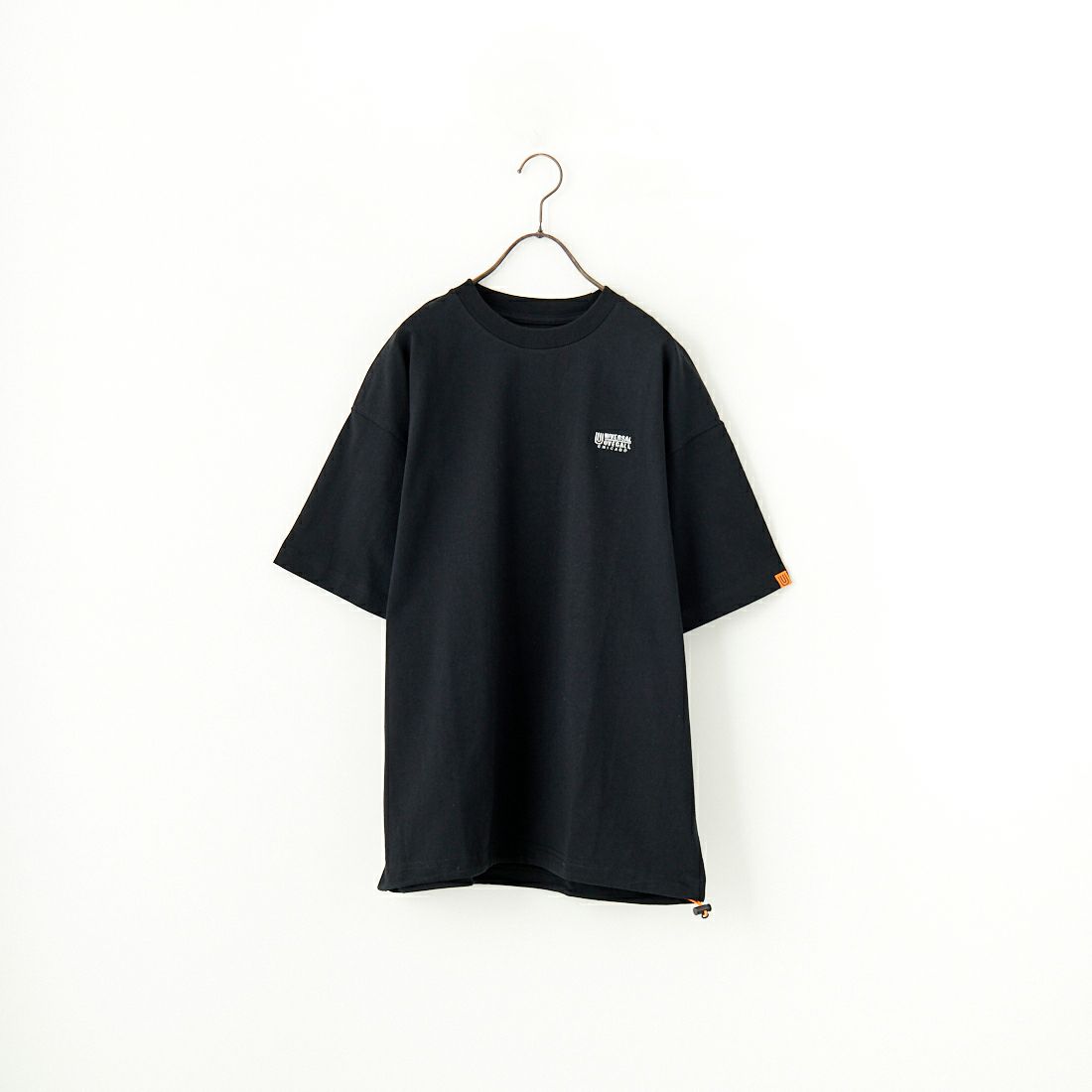 UNIVERSAL OVERALL [ユニバーサルオーバーオール] 別注 ドローコード付き ワイドシルエットTシャツ [U2513282IN-JF] BLACK