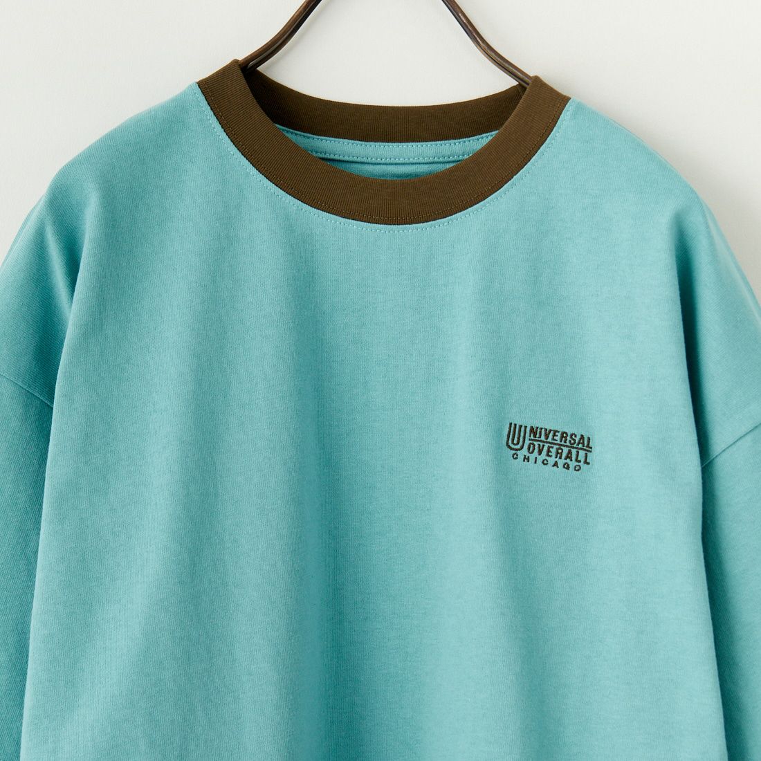 UNIVERSAL OVERALL [ユニバーサルオーバーオール] 別注 ドローコード付き ワイドシルエットTシャツ [U2513282IN-JF] SAX/KHK