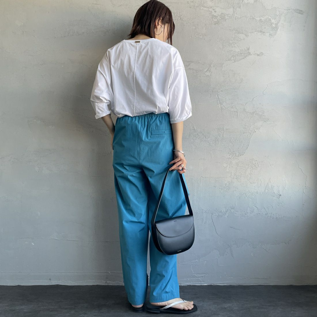 Jeans Factory Clothes [ジーンズファクトリークローズ] 7DAYSナイロンイージーパンツ [IN11-PT-5] ﾀｰｺｲｽﾞ &&モデル身長：158cm 着用サイズ：F&&