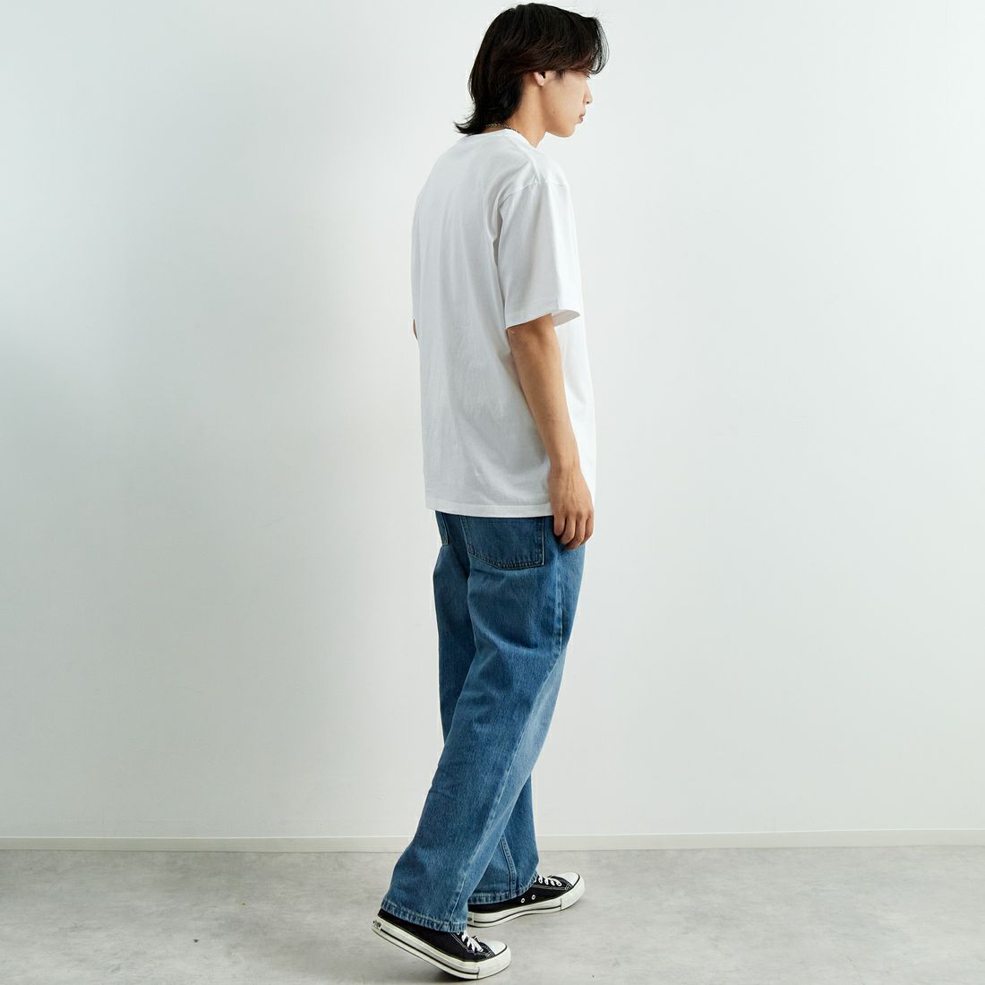 HUF [ハフ] SET MEGABLAST ショートスリーブTシャツ [TS02481] WHITE &&モデル身長：179cm 着用サイズ：L&&