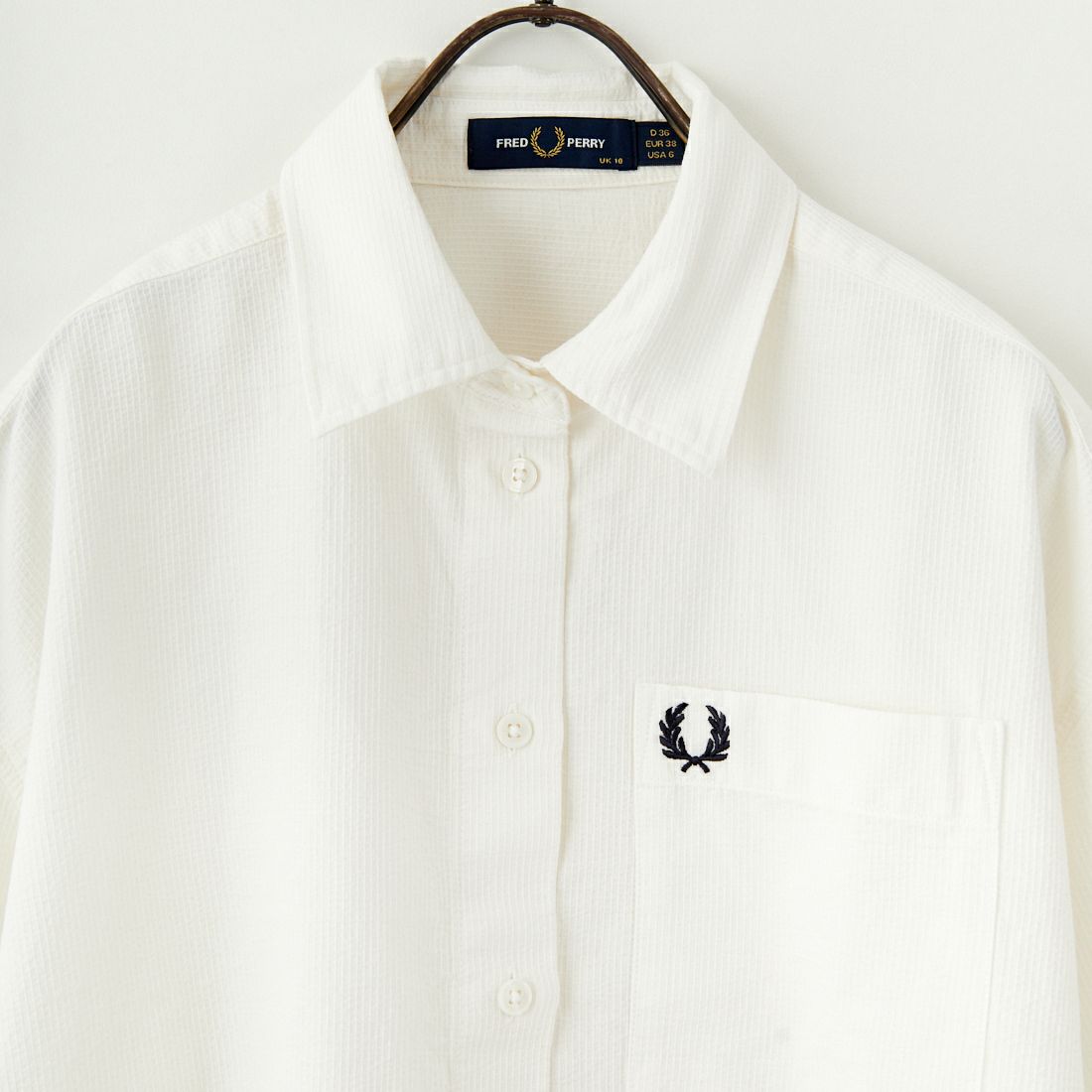 FRED PERRY [フレッドペリー] シアサッカー ショートスリーブシャツブラウス [G9179] 129 SNOW W
