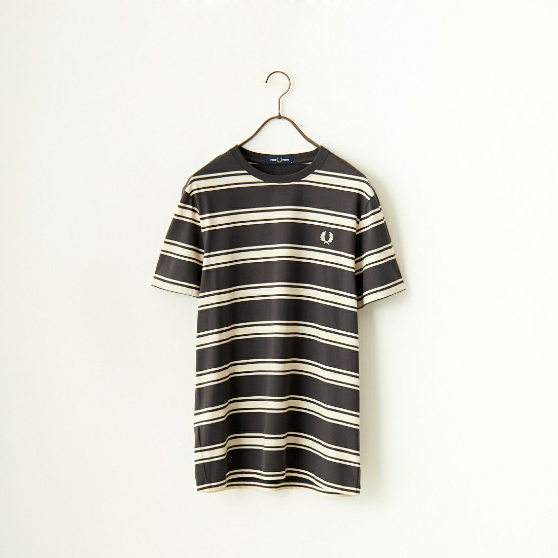 FRED PERRY [フレッドペリー] ファインストライプ ワンポイントロゴ刺繍Tシャツ [M9851] 297 ANCHER