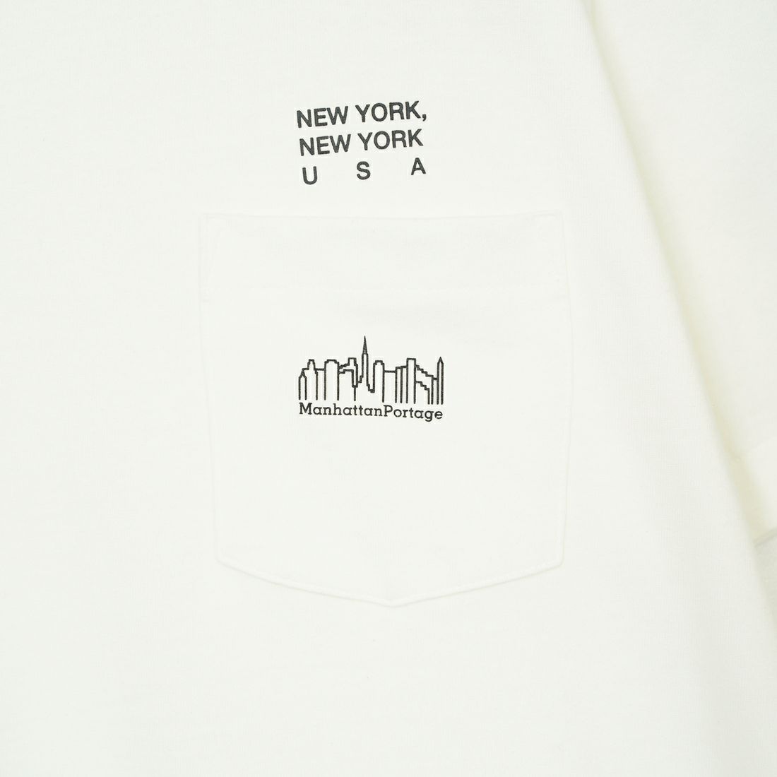 MANHATTAN PORTAGE [マンハッタンポーテージ] スカイラインロゴ ショートスリーブポケットTシャツ [MP-M611] WHITE