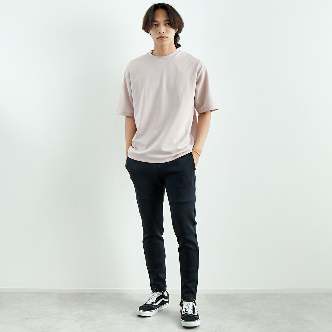 SY32 [エスワイサーティトゥ] ダブルニットスキニーパンツ [15006] BLACK &&モデル身長：179cm 着用サイズ：L&&