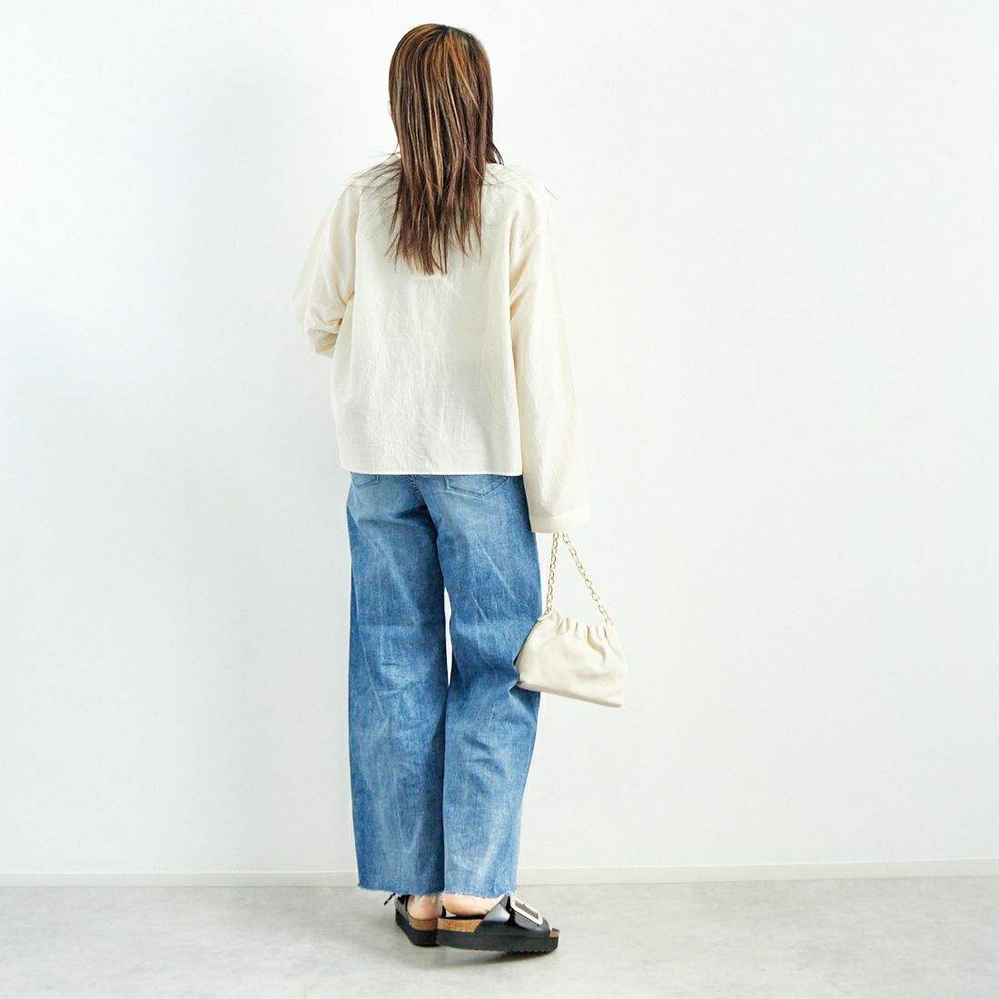 MEYAME [メヤメ] コットンシルクブラウスジャケット [MEY-2006] CREAM &&モデル身長：167cm 着用サイズ：F&&