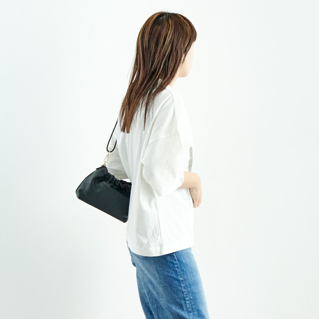 tumugu: [ツムグ] ラフィ天竺プリントTシャツ [TC25104] 02 OFF &&モデル身長：167cm 着用サイズ：F&&