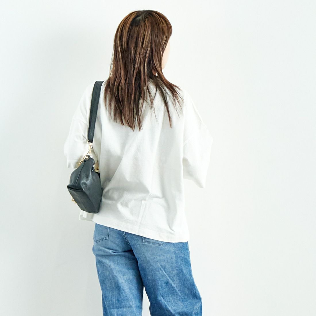 tumugu: [ツムグ] ラフィ天竺プリントTシャツ [TC25104] 02 OFF &&モデル身長：167cm 着用サイズ：F&&