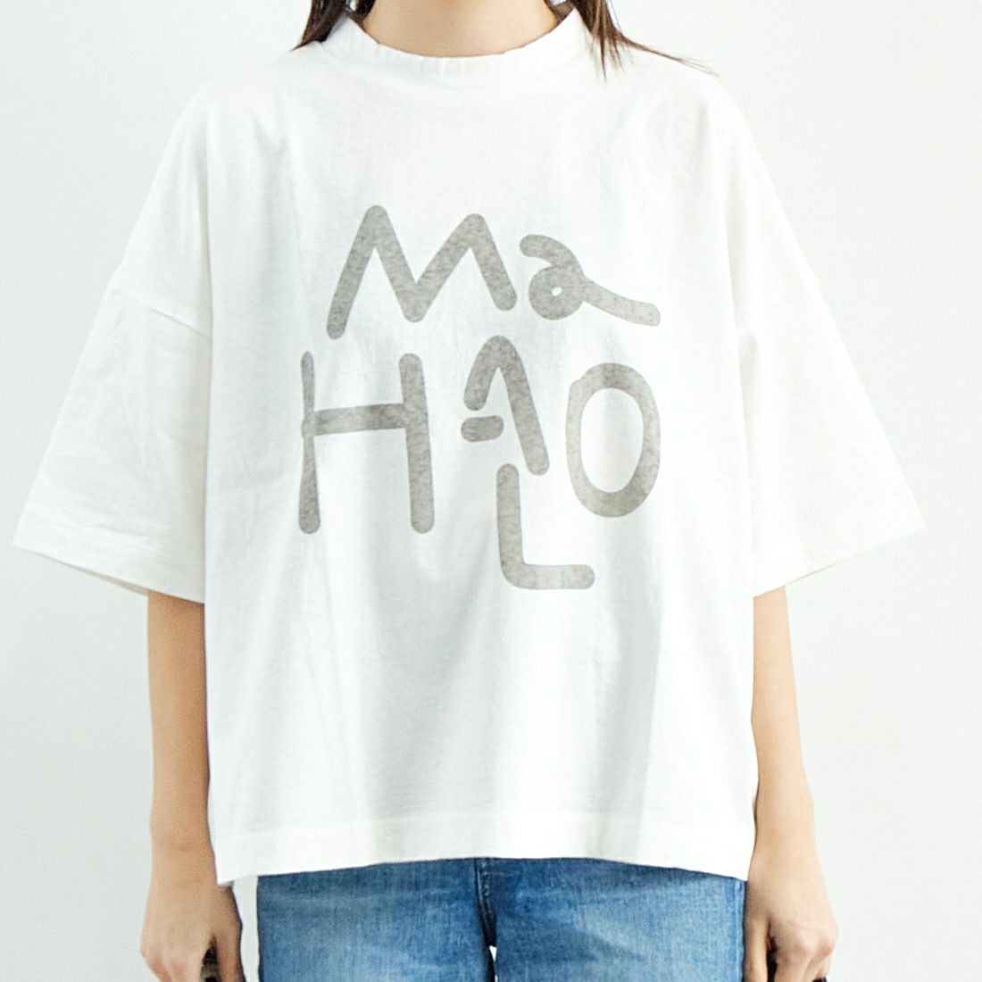 tumugu: [ツムグ] ラフィ天竺プリントTシャツ [TC25104] 02 OFF &&モデル身長：167cm 着用サイズ：F&&