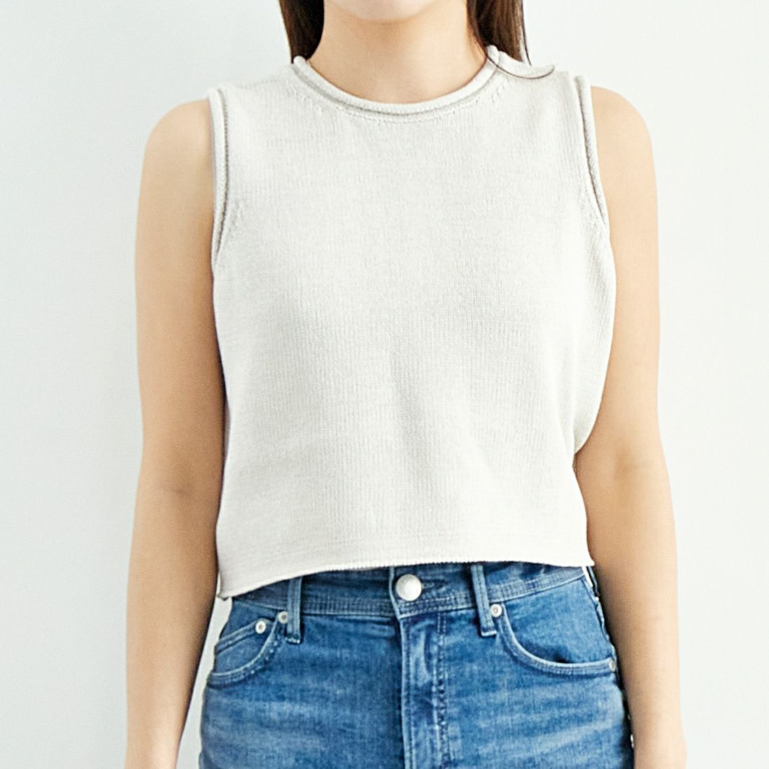 WALANCE [ワランス] ペーパーニット2WAYトップス [3251-004] 09 G.IVORY &&モデル身長：167cm 着用サイズ：F&&
