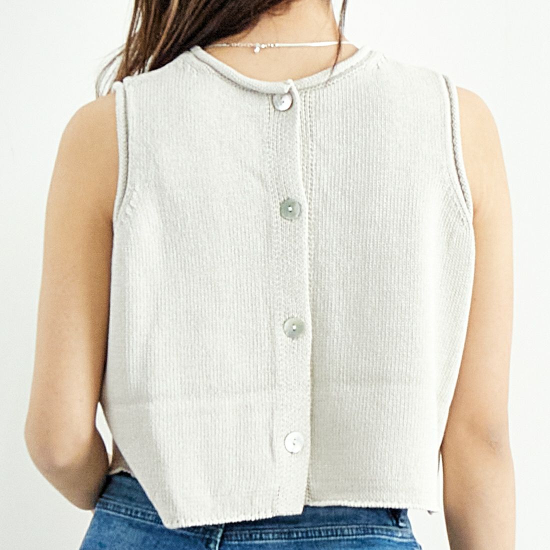 WALANCE [ワランス] ペーパーニット2WAYトップス [3251-004] 09 G.IVORY &&モデル身長：167cm 着用サイズ：F&&