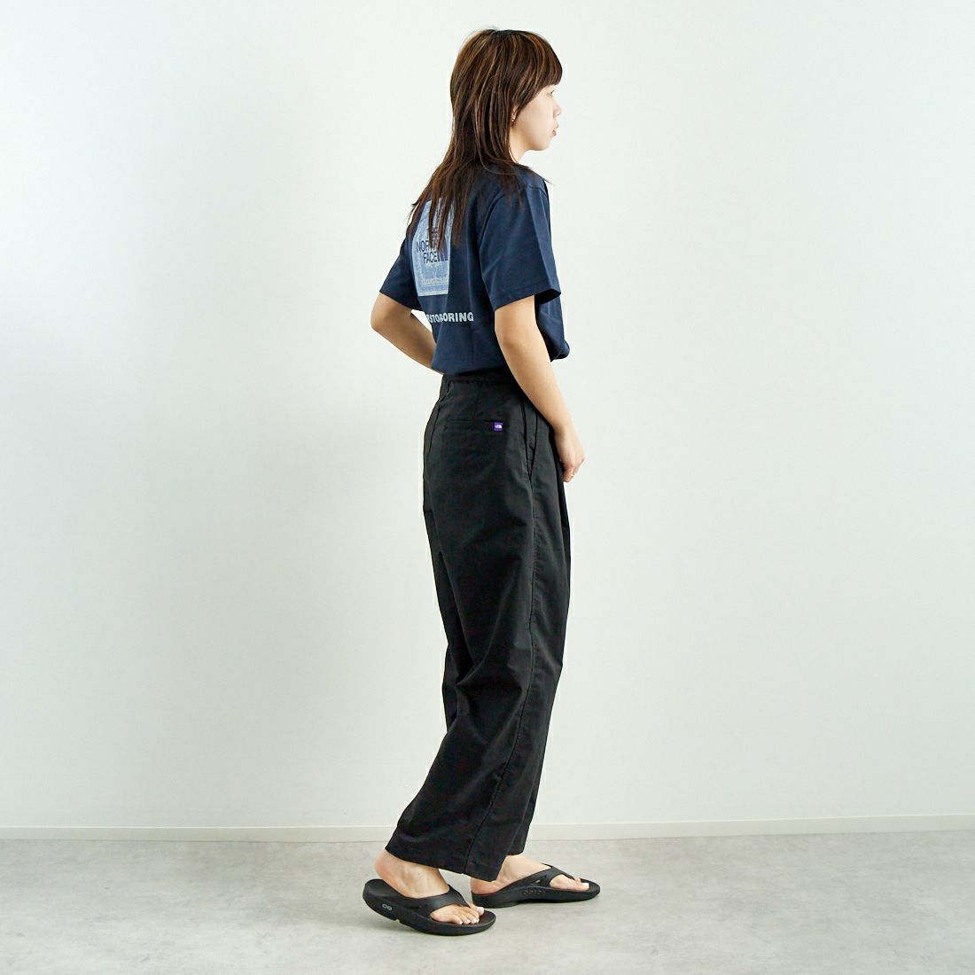 THE NORTH FACE PURPLE LABEL [ザ ノースフェイス パープルレーベル] ヘリンボーンフィールドラップパンツ [N25SC036] K BLACK &&モデル身長：167cm 着用サイズ：WS&&