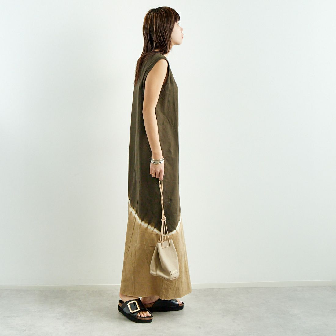 WALANCE [ワランス] オーガニックコットンジャージー 2WAYワンピース [3251-117] 18 S.BLACK &&モデル身長：167cm 着用サイズ：F&&