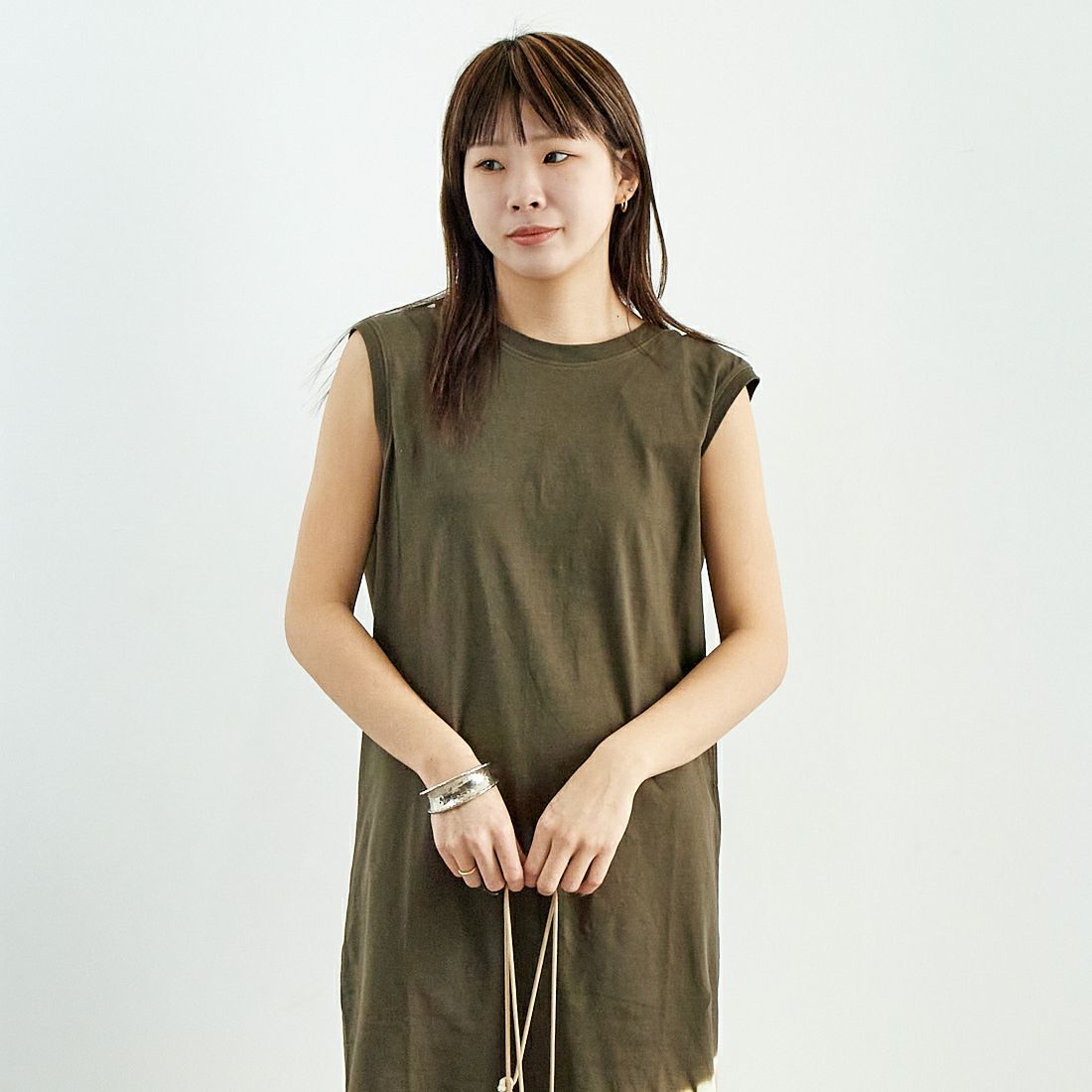 WALANCE [ワランス] オーガニックコットンジャージー 2WAYワンピース [3251-117] 18 S.BLACK &&モデル身長：167cm 着用サイズ：F&&