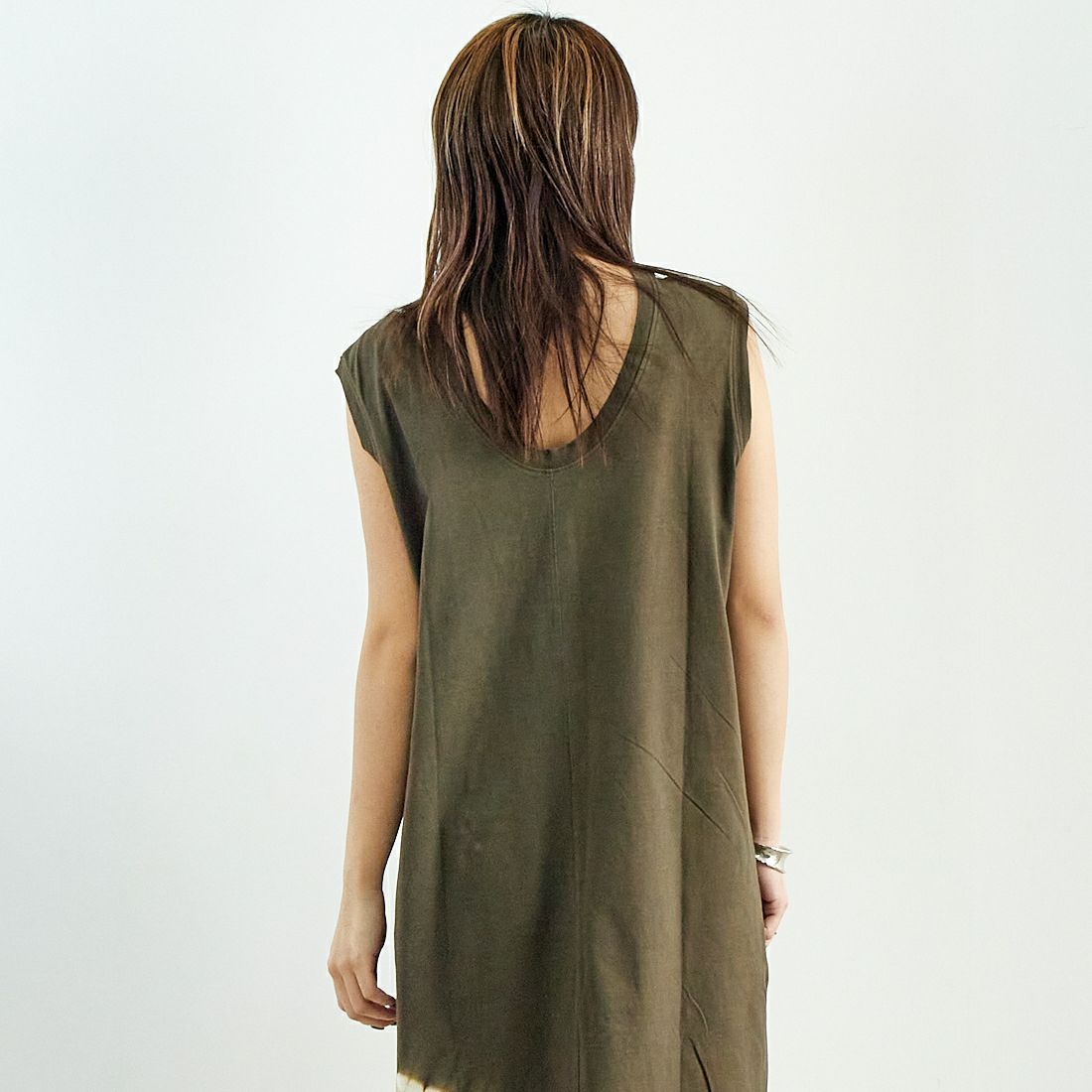 WALANCE [ワランス] オーガニックコットンジャージー 2WAYワンピース [3251-117] 18 S.BLACK &&モデル身長：167cm 着用サイズ：F&&